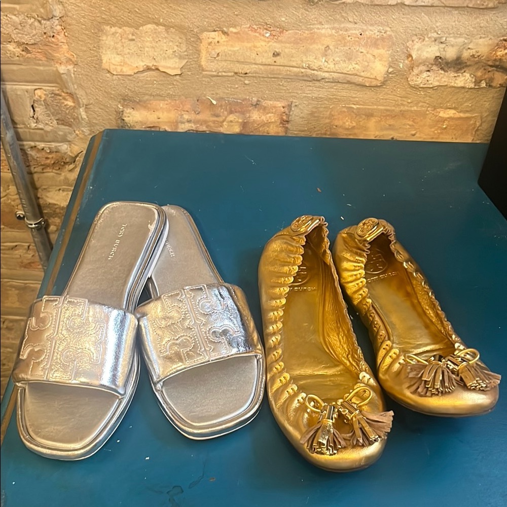 Tory Burch Metallic Flats Shoes Bundle